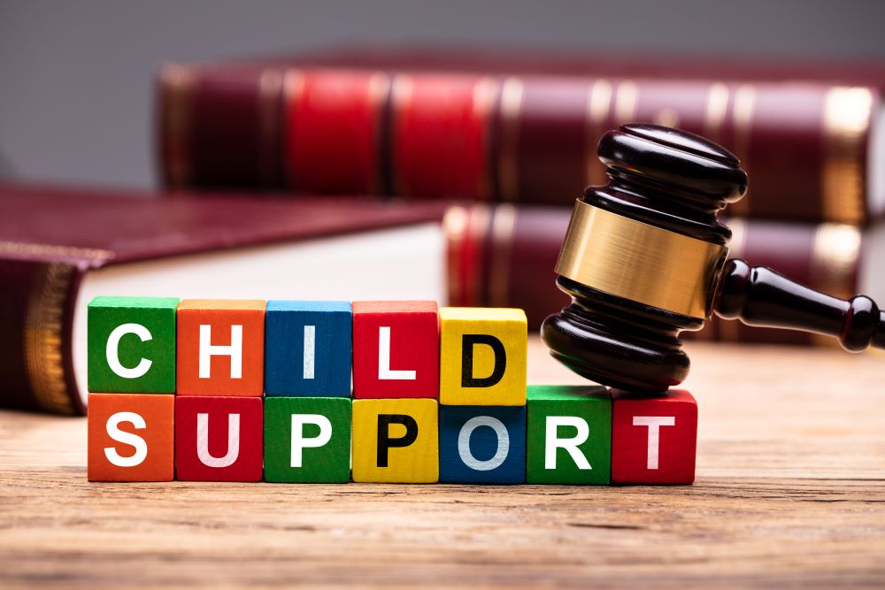 child support spelled out with blocks