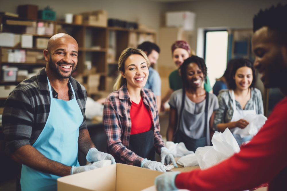 volunteers at charity